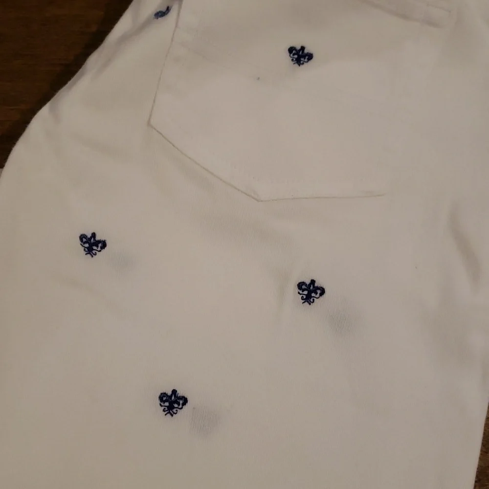 Ralph Lauren White Embroidered Cotton Pants Youth 16